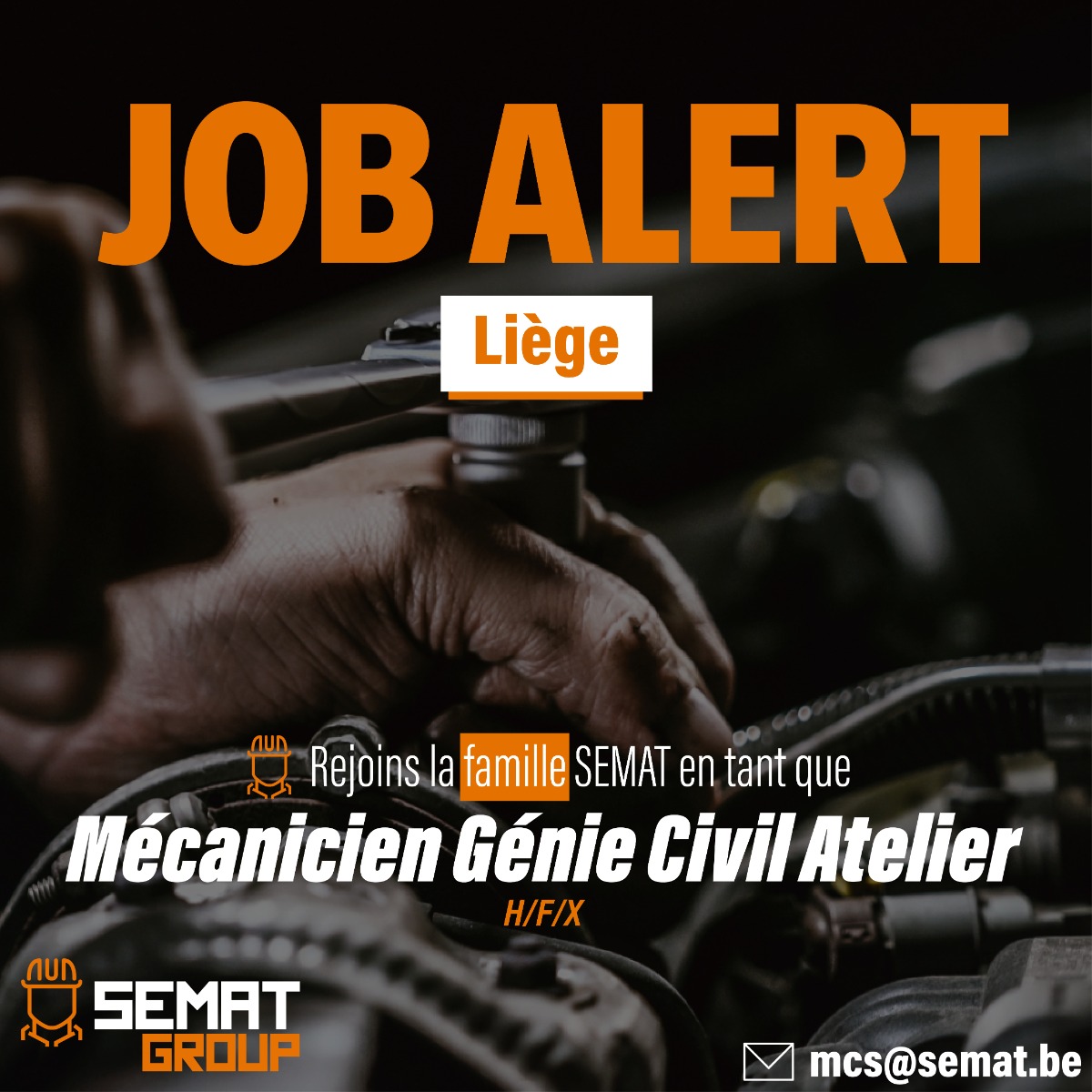 Recrutement - Mécanicien Génie civil - Atelier [Liège]